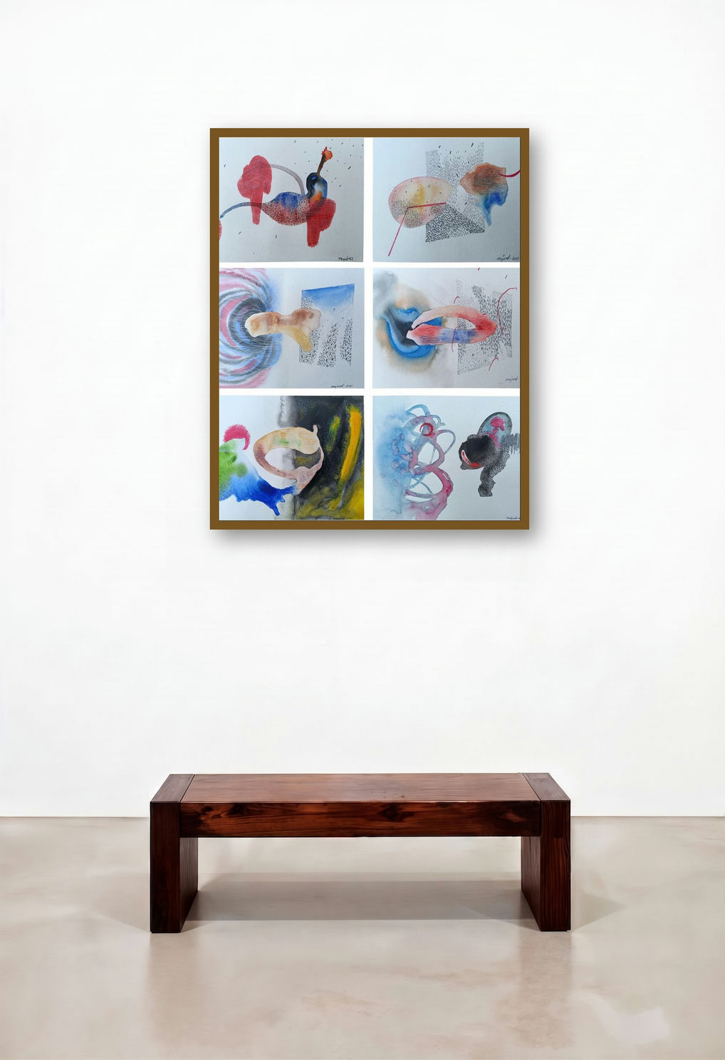 Untitled 1 (Abstract Expressions) by artist Mohd Majeed Mansoori displayed in a Minimalist Dining Room