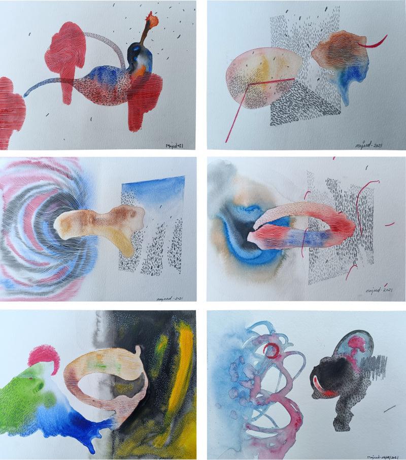 Abstract watercolor painting titled 'Untitled 1', 26x24 inches, by artist Mohd Majeed Mansoori on Paper