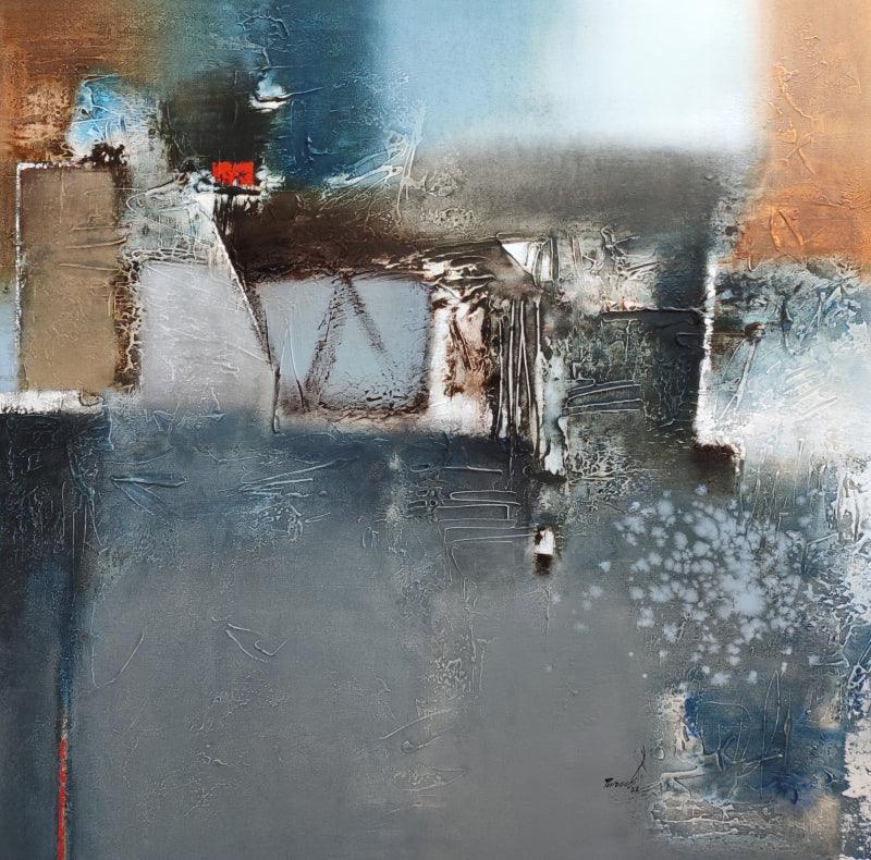 Abstract acrylic painting titled 'Untitled 1', 36x36 inches, by artist Paras Parmar on Canvas