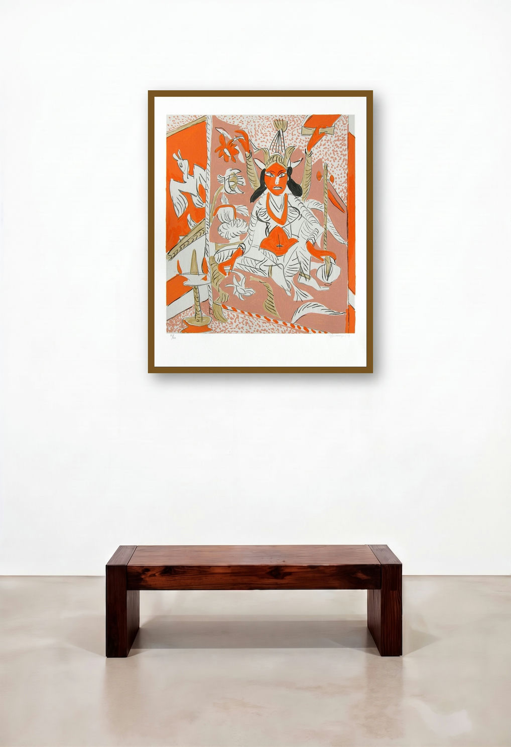 Untitled 1 (The Formidable Goddess) by artist K G Subramanyan displayed in a Designer Bedroom