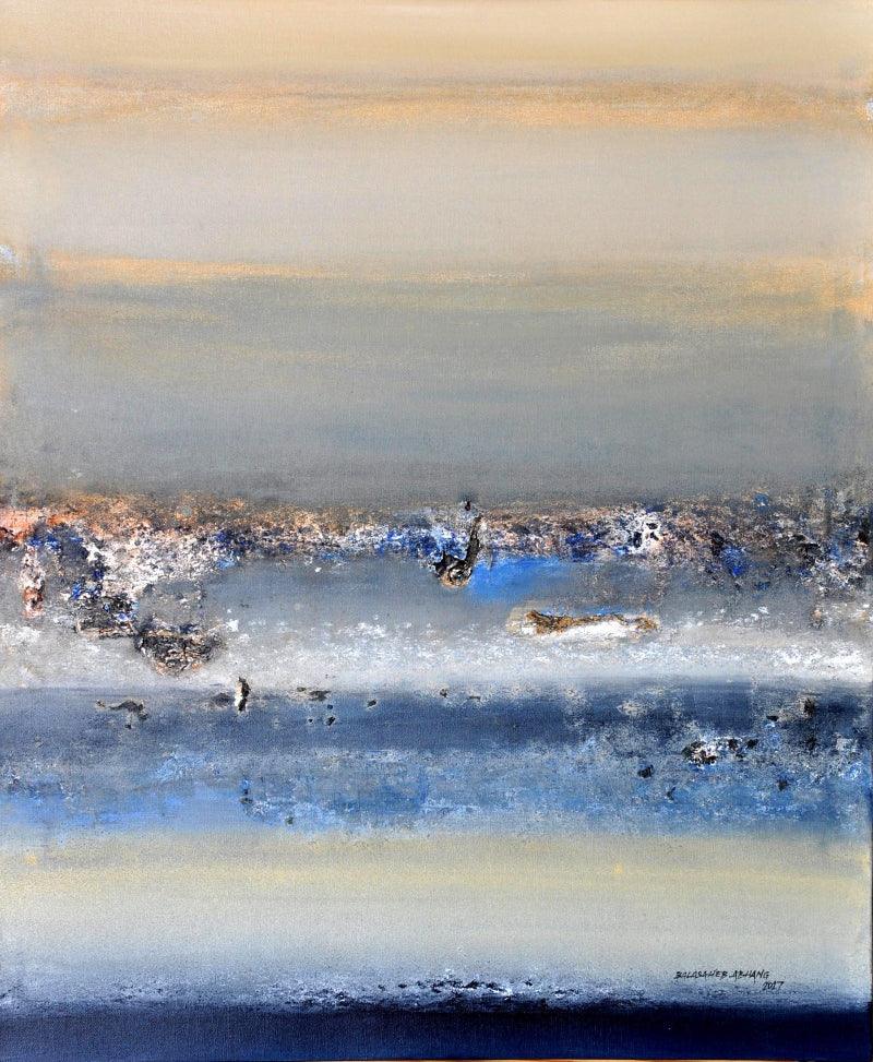 Abstract acrylic painting titled 'Untitled 1', 36x30 inches, by artist Balasaheb Abhang on Canvas