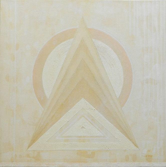 Abstract acrylic painting titled 'Untitled 1', 24x24 inches, by artist Dipa Das on Canvas