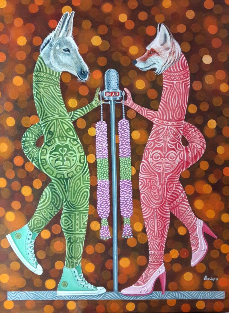 contemporary acrylic painting titled 'Untitled 1', 48x36 inches, by artist Arvind Dubey on Canvas