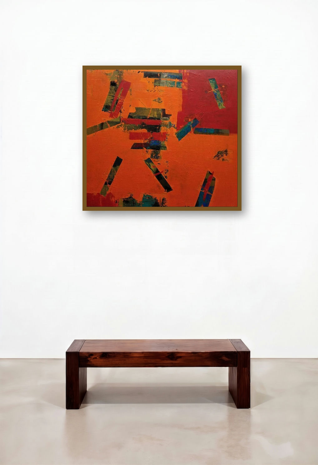 Untitled 1 (Inferno) by artist Sharad Tarde displayed in a Contemporary Hallway