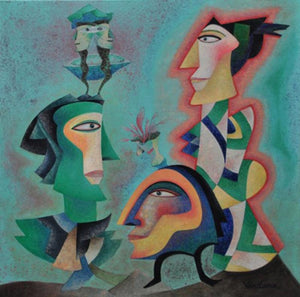 contemporary acrylic painting titled 'Untitled 1', 18x18 inches, by artist Vandana Rakesh on Canvas