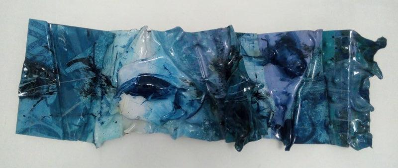 Abstract mixed media titled 'Untitled 1', 13x36 inches, by artist Balu Chaudhari on Acrylic Sheet