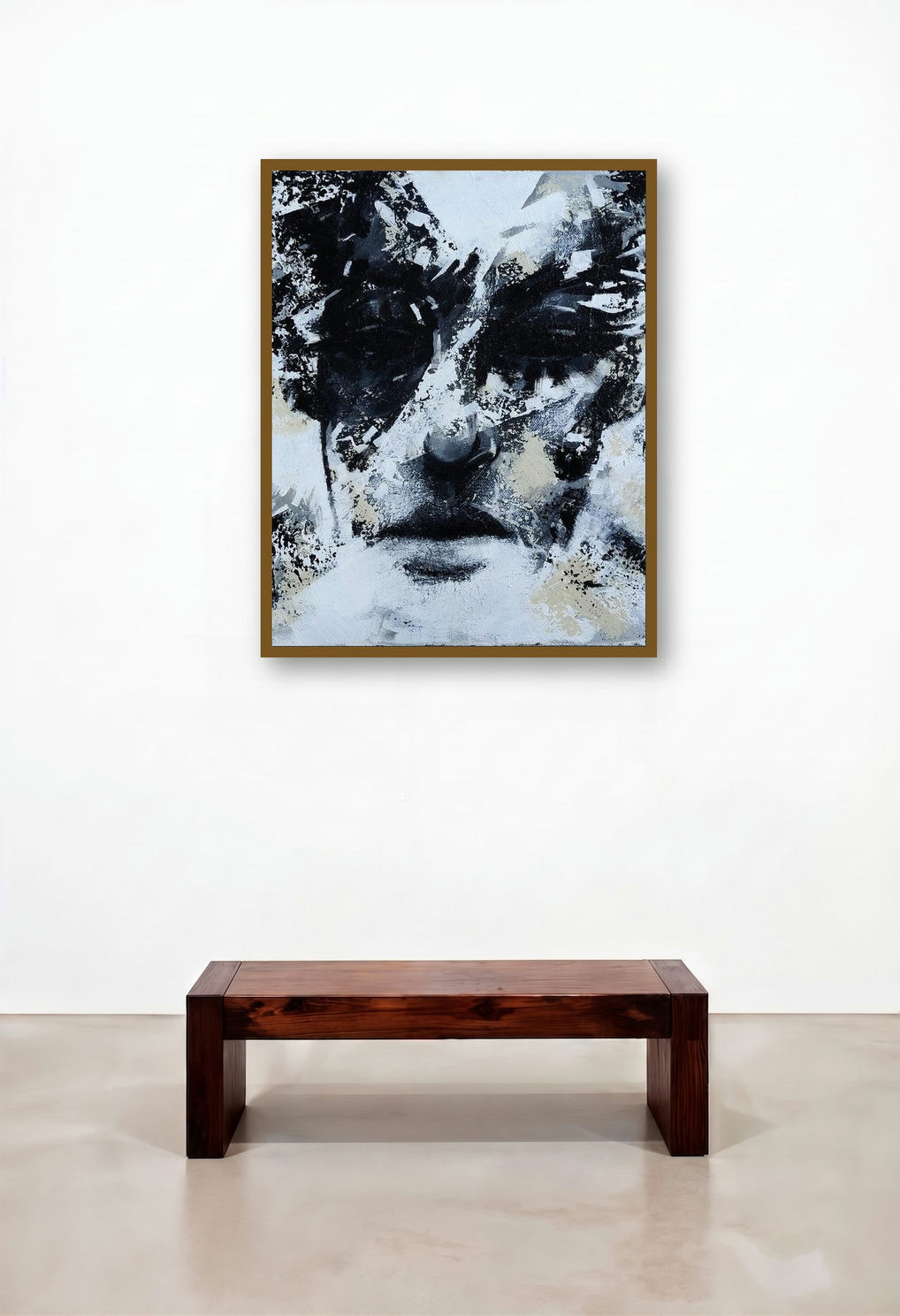 Untitled 1 (Hidden Depths) by artist Vijay Shelar displayed in a Rustic Hallway