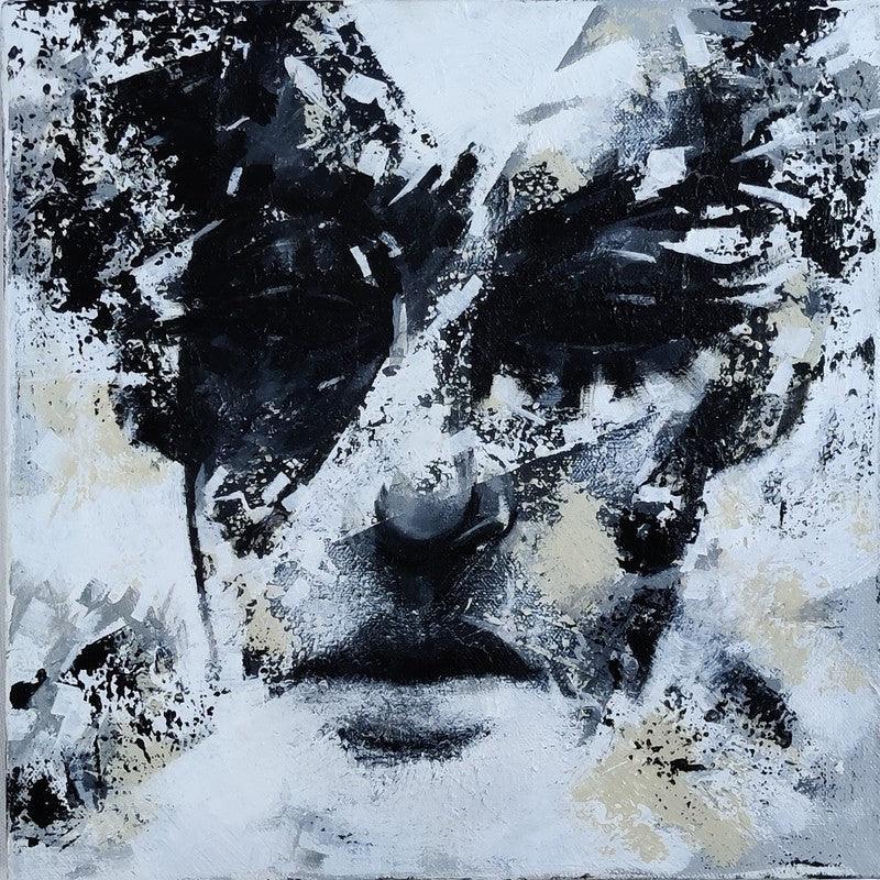 Portrait acrylic painting titled 'Untitled 1', 12x12 inches, by artist Vijay Shelar on Canvas