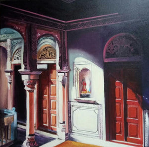 Landscape acrylic painting titled 'Untitled 1', 24x24 inches, by artist Rajashree Sutar on Canvas