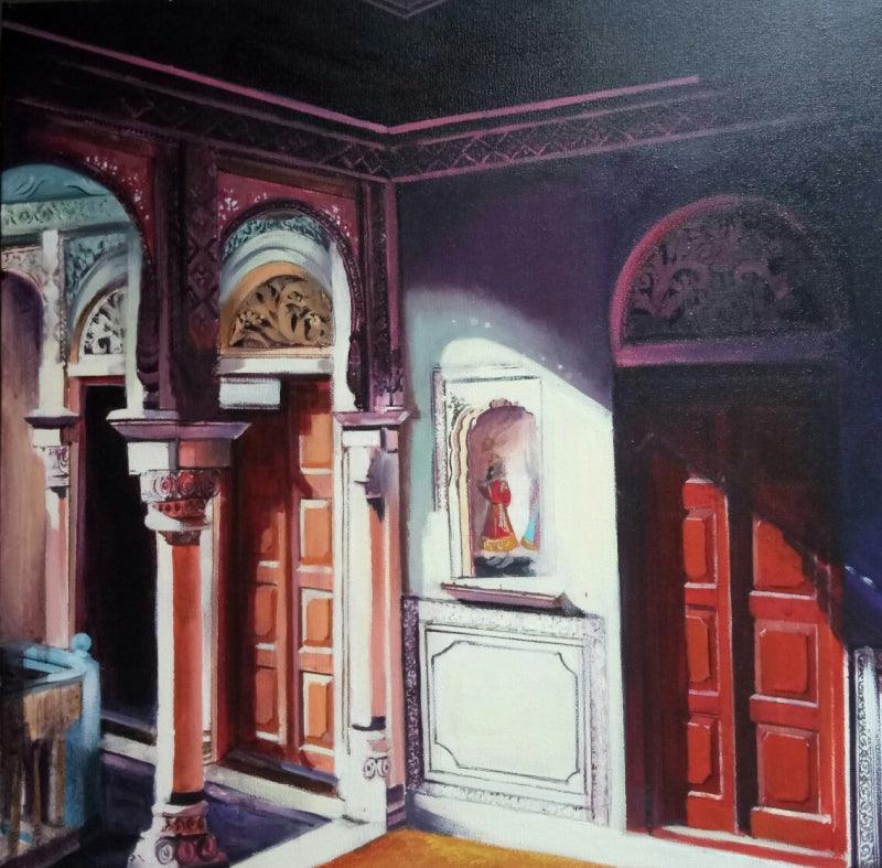 Landscape acrylic painting titled 'Untitled 1', 24x24 inches, by artist Rajashree Sutar on Canvas