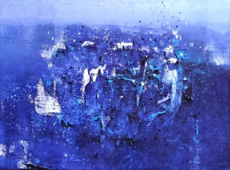 Abstract acrylic painting titled 'Untitled 1', 24x36 inches, by artist Dnyaneshwar Dhavale on Canvas