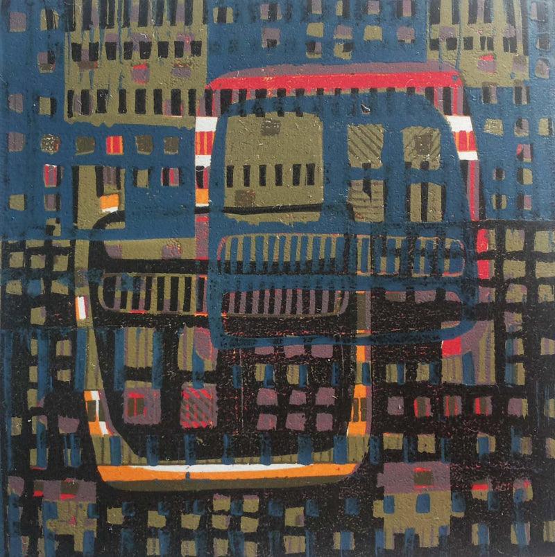 Abstract printmaking titled 'Untitled 1', 5x5 inches, by artist Radhika Barve on Paper