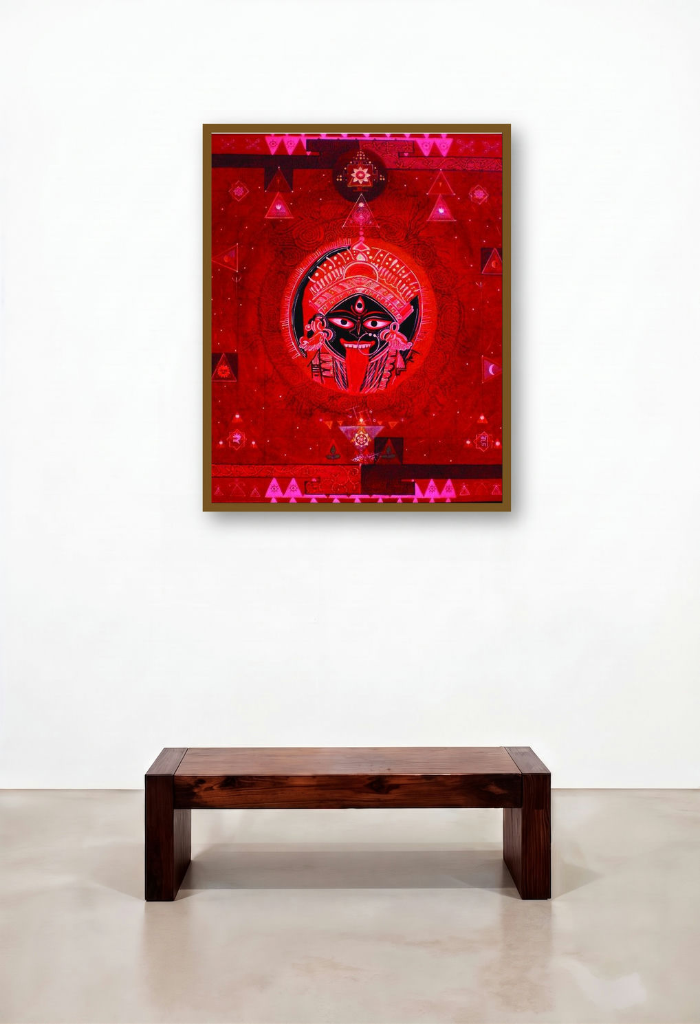 Untitled 1 (Kali Yantra) by artist Atin Mitra displayed in a Elegant Lounge