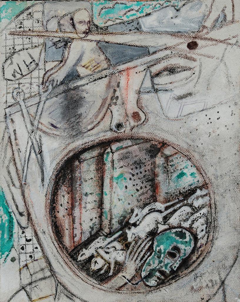 contemporary mixed media painting titled 'Untitled 1', 10x8 inches, by artist C Douglas on Canvas