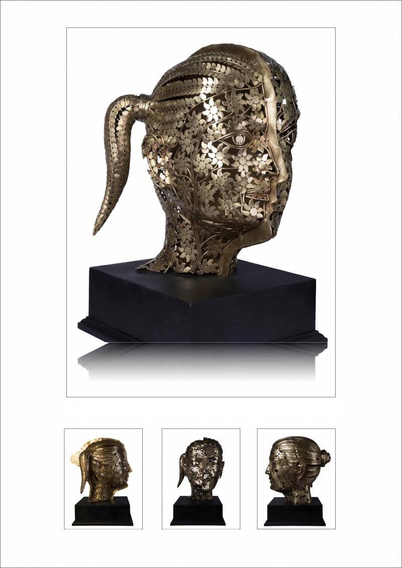 Figurative sculpture titled 'Untitled 1', 23x23x21 inches, by artist Prabhakar Singh on Brass