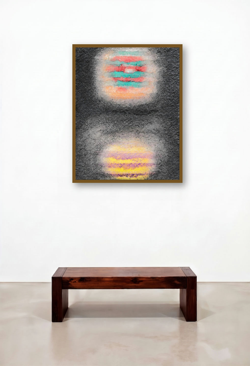 Untitled 1 (Celestial Echoes) by artist Rupesh Pawar displayed in a Japandi Bedroom