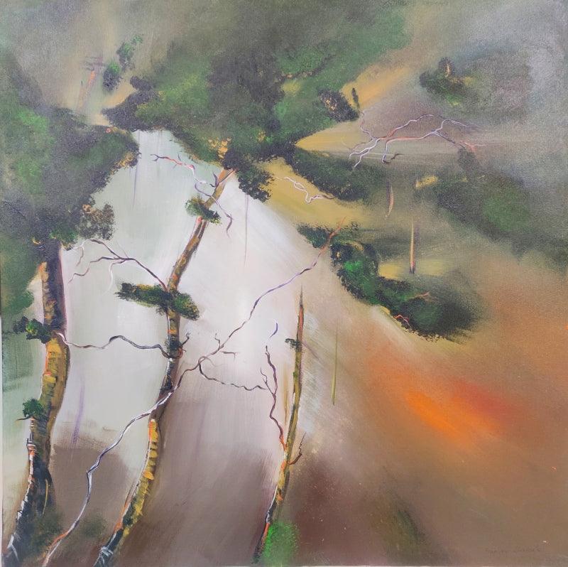Nature acrylic painting titled 'Untitled 1', 24x24 inches, by artist Sanjay Dhawale on Canvas