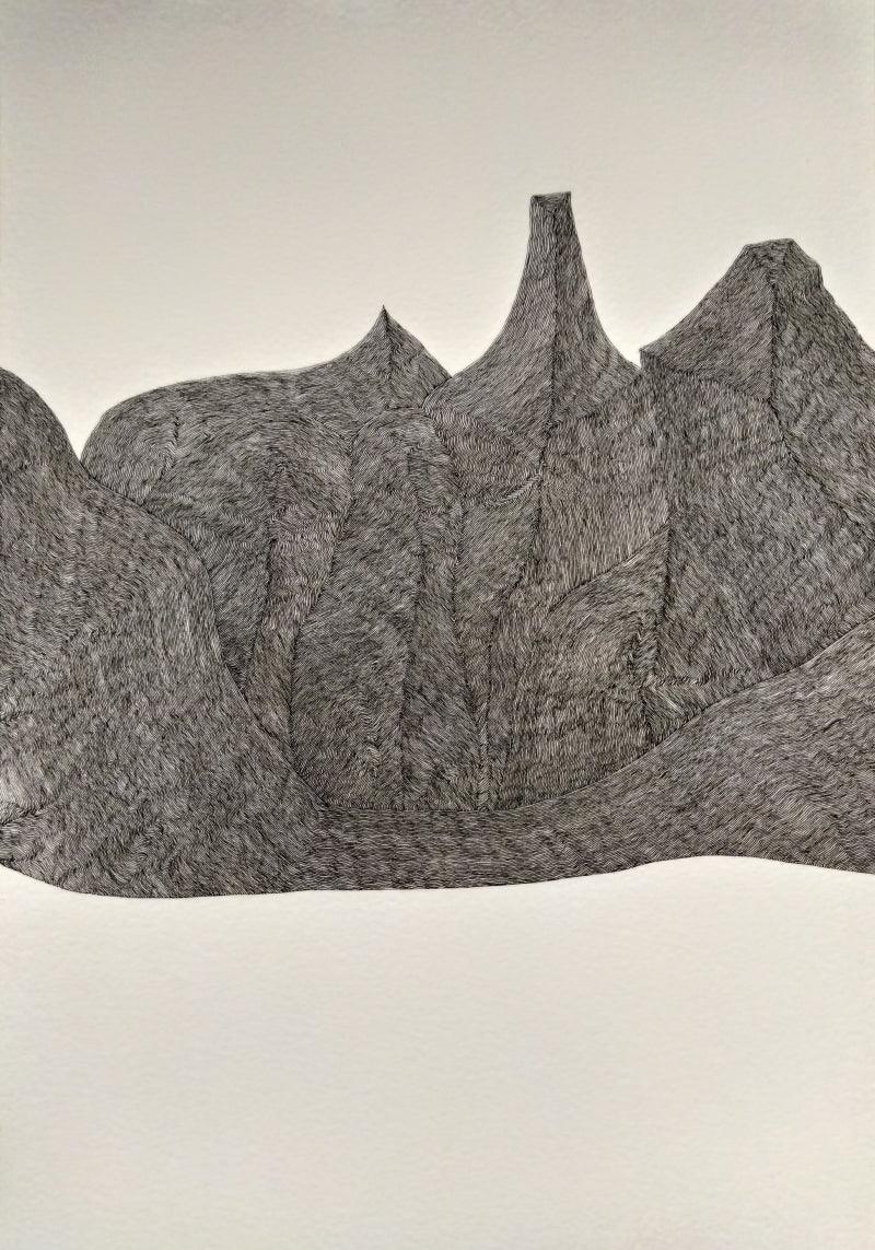 Abstract pen ink drawing titled 'Untitled 1', 12x8 inches, by artist Priya Dhoot on Paper