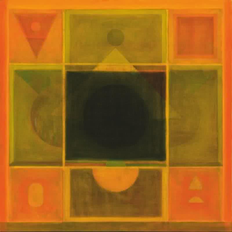 pattern oil painting titled 'Untitled 1', 48x48 inches, by artist Khushal Khairnar on Canvas