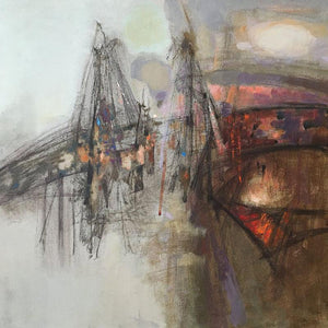 Abstract acrylic painting titled 'Untitled 1', 18x18 inches, by artist Ajay Deshpande on Canvas