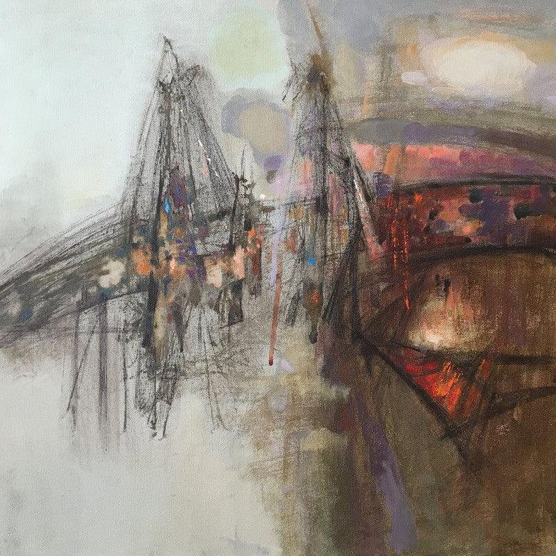 Abstract acrylic painting titled 'Untitled 1', 18x18 inches, by artist Ajay Deshpande on Canvas