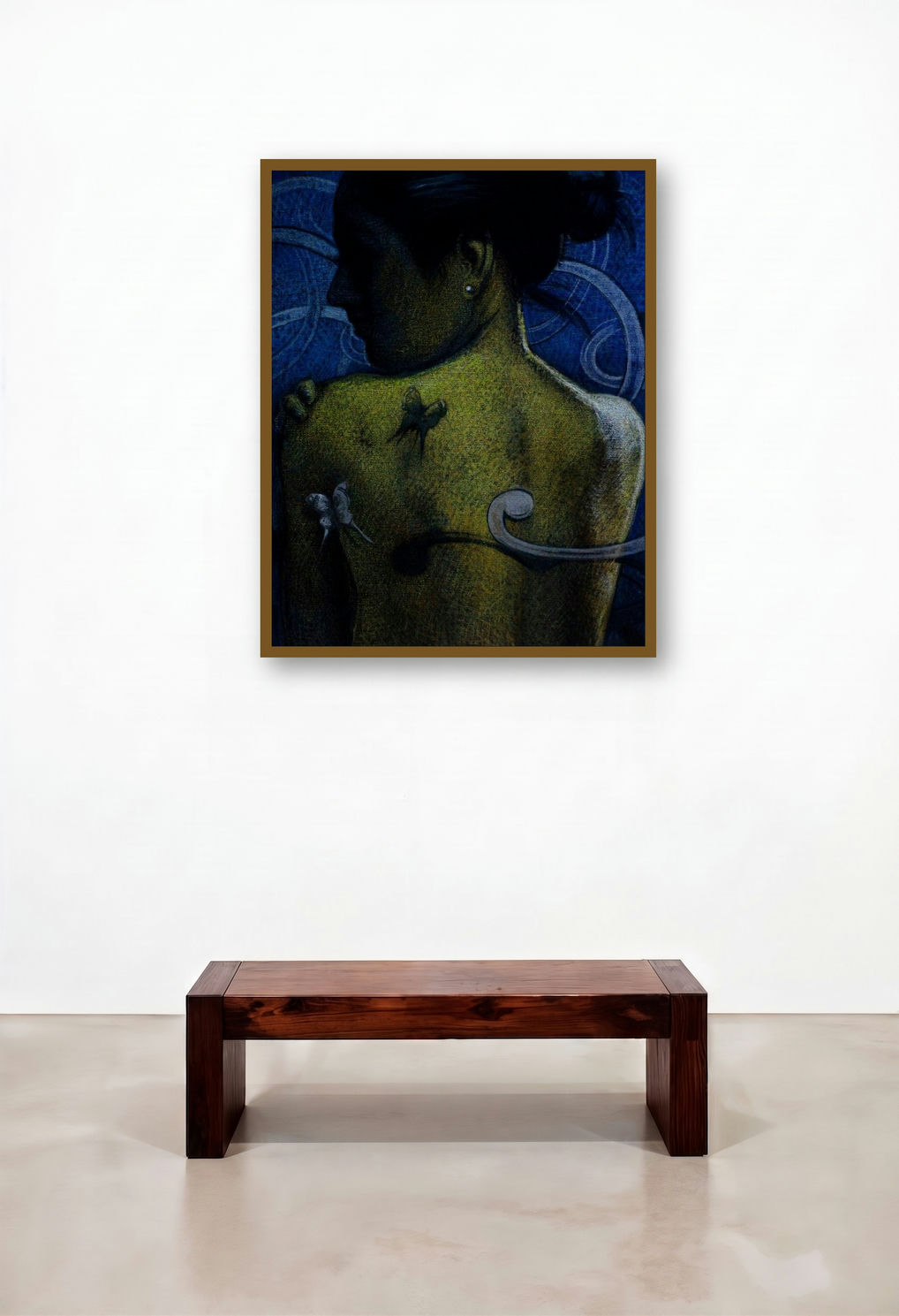 Untitled 1 (Whispers of the Soul) by artist Arya Chowdhury displayed in a Luxury Hotel Lobby