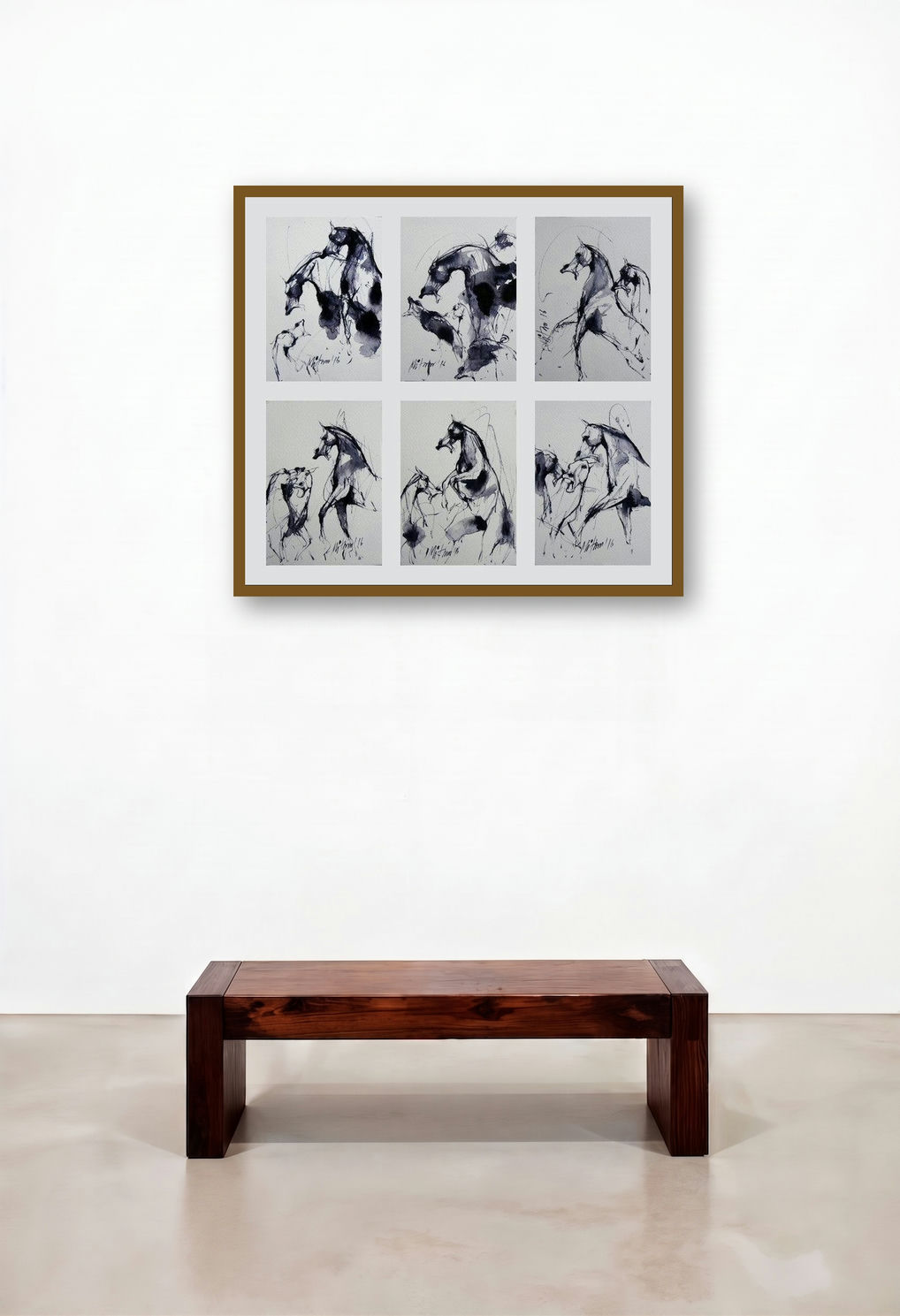 Untitled 1 (Equine Studies) by artist Mithun Dutta displayed in a Industrial Home Office