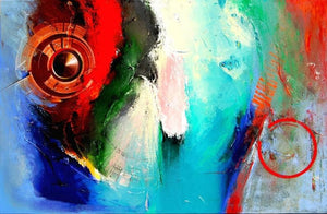 Untitled 1 (Collision of Worlds) by Murli Dhar Rai, Original Oil Abstract Painting on Canvas, X-Large Horizontal Wall Art