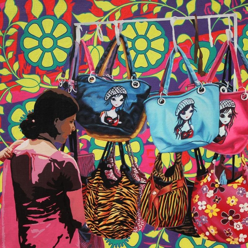 Figurative mixed media painting titled 'Untitled 1', 24x24 inches, by artist Sohan Jakhar on Canvas