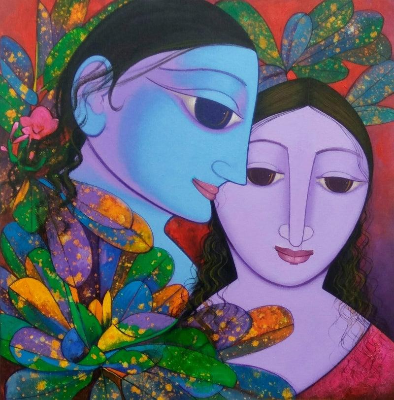 Figurative acrylic painting titled 'Untitled 1', 18x18 inches, by artist Prakash Deshmukh on Canvas