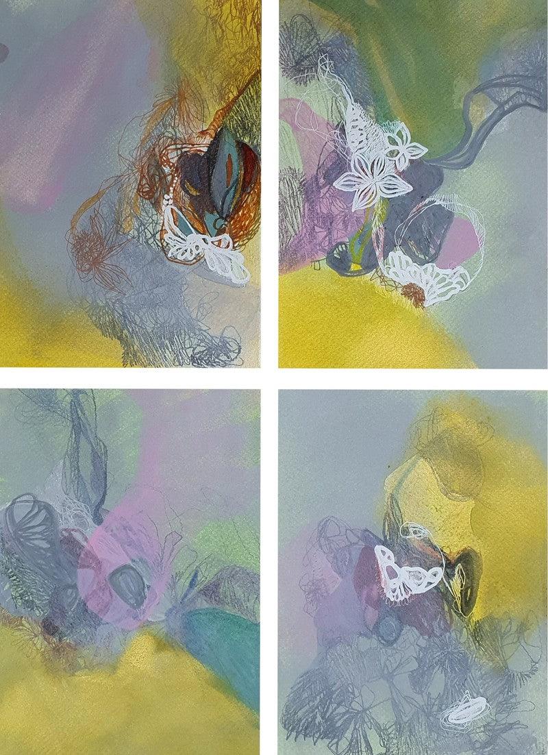 Abstract acrylic painting titled 'Untitled 1', 17x12 inches, by artist Vanchha Dixit on Paper