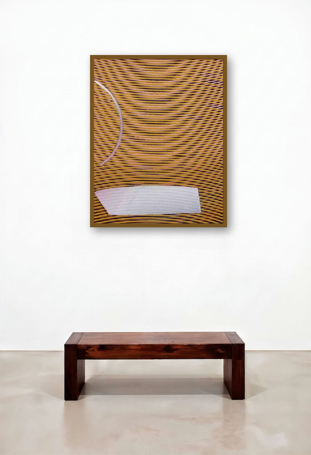 Untitled 1 (Rhythmic Patterns) by artist Ghanshyam Gupta displayed in a Japandi Foyer
