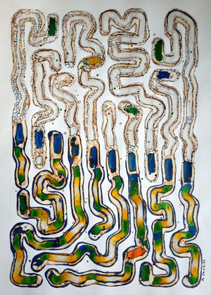 Abstract acrylic painting titled 'Untitled 1', 36x26 inches, by artist Rajesh Shah on Acid Free Paper