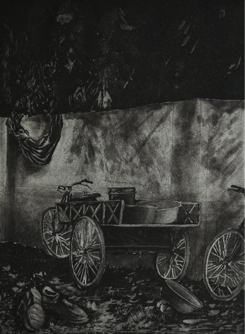 Landscape printmaking titled 'Untitled 1', 12x9 inches, by artist Ankita Daulatabadkar on Paper