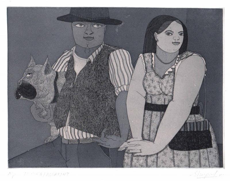 Figurative printmaking titled 'Untitled 1', 7x9 inches, by artist Shripad Gurav on Paper