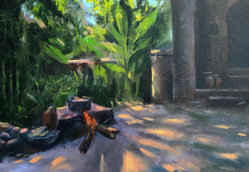 Landscape oil painting titled 'Untitled 1', 14x20 inches, by artist Ritesh Jadhav on Canvas