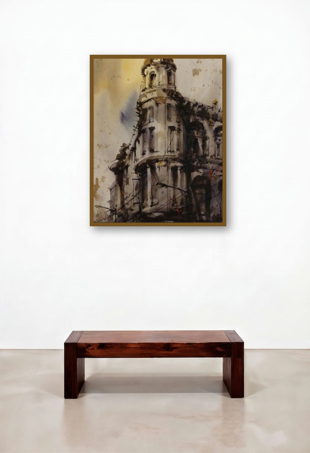 Untitled 1 (Time Stands Still**) by artist Subrata Malakar displayed in a Art Deco Executive Office