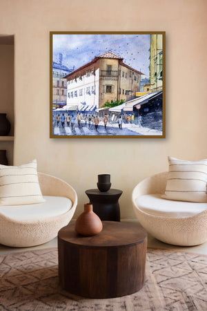 Untitled 1 (Florentine Hustle and Bustle) by artist Balaji G Bhange displayed in a Boutique gallery