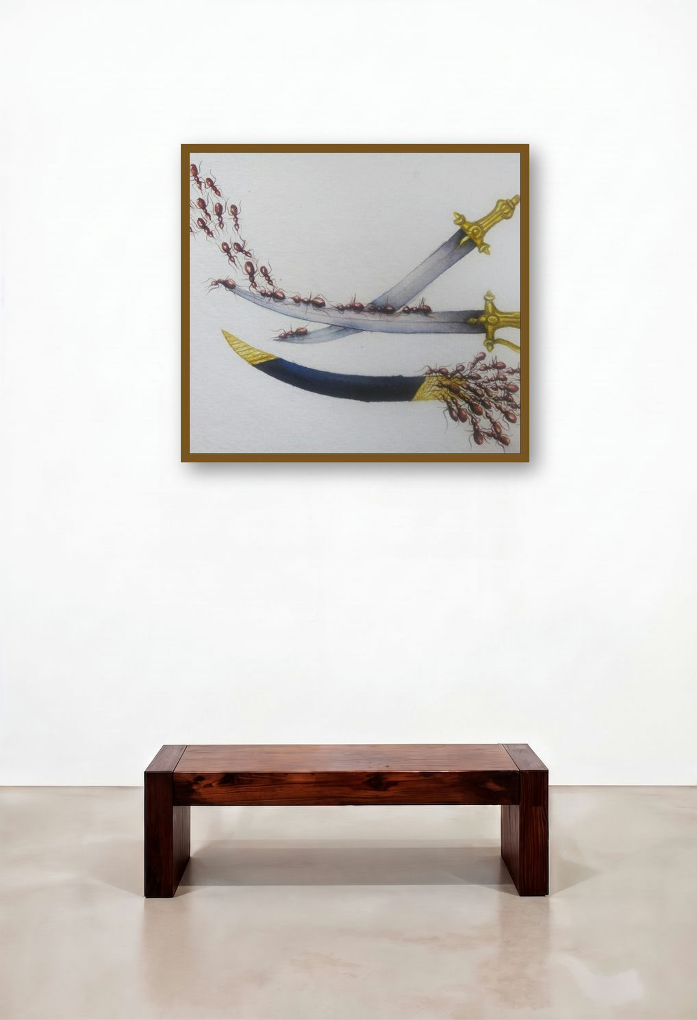 Untitled 1 (The Silent Army) by artist Pranita Das displayed in a Scandinavian Hotel Lobby
