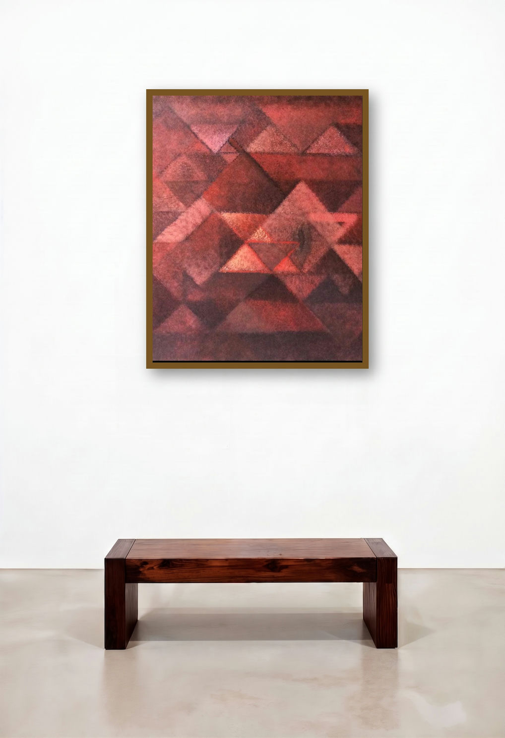 Untitled 1 (Crimson Fields) by artist Mansi Palshikar displayed in a Japandi Executive Office