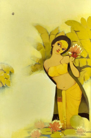 Figurative oil painting titled 'Untitled 1', 24x18 inches, by artist Renuka Fulsoundar on Canvas