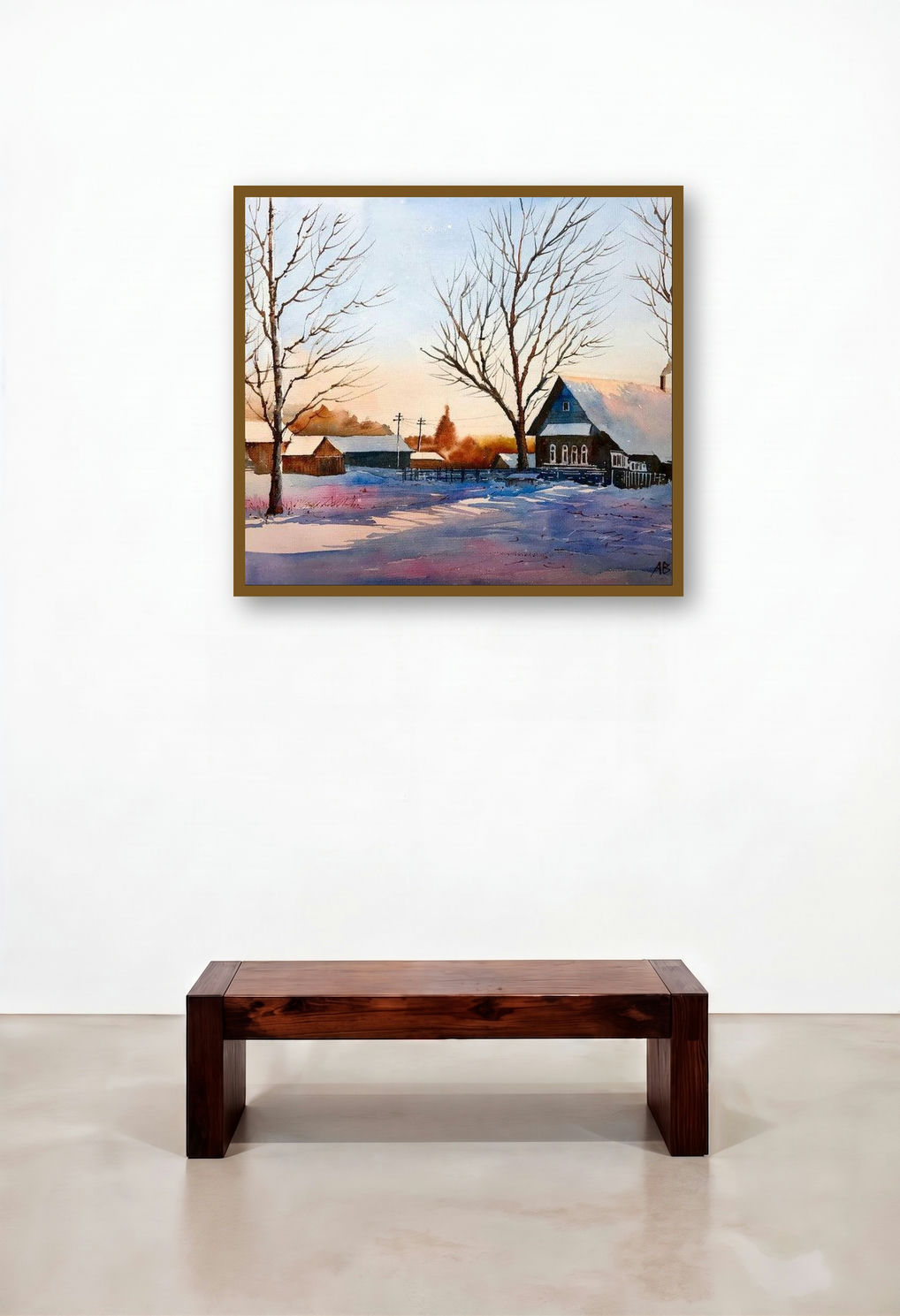 Untitled 1 (Silent Serenity) by artist Abhijeet Bahadure displayed in a Rustic Study