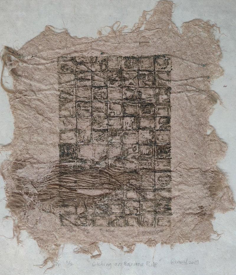 Abstract printmaking titled 'Untitled 1', 12x10 inches, by artist Kumar Misal on Banana Pulp