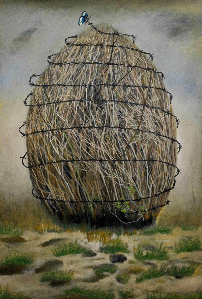 Landscape oil painting titled 'Untitled 1', 60x48 inches, by artist Haraprasad Tripathy on Canvas