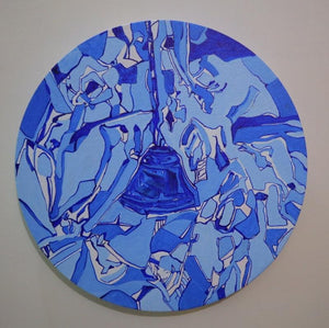 Abstract acrylic painting titled 'Untitled 1', 12x12 inches, by artist Meena Pathak on Canvas