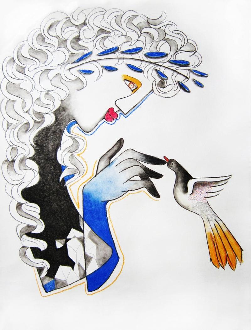 Figurative mixed media drawing titled 'Untitled 1', 30x24 inches, by artist Rajesh Choudhari on Paper