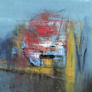 Abstract acrylic painting titled 'Untitled 1', 36x36 inches, by artist Dnyaneshwar Dhavale on Canvas