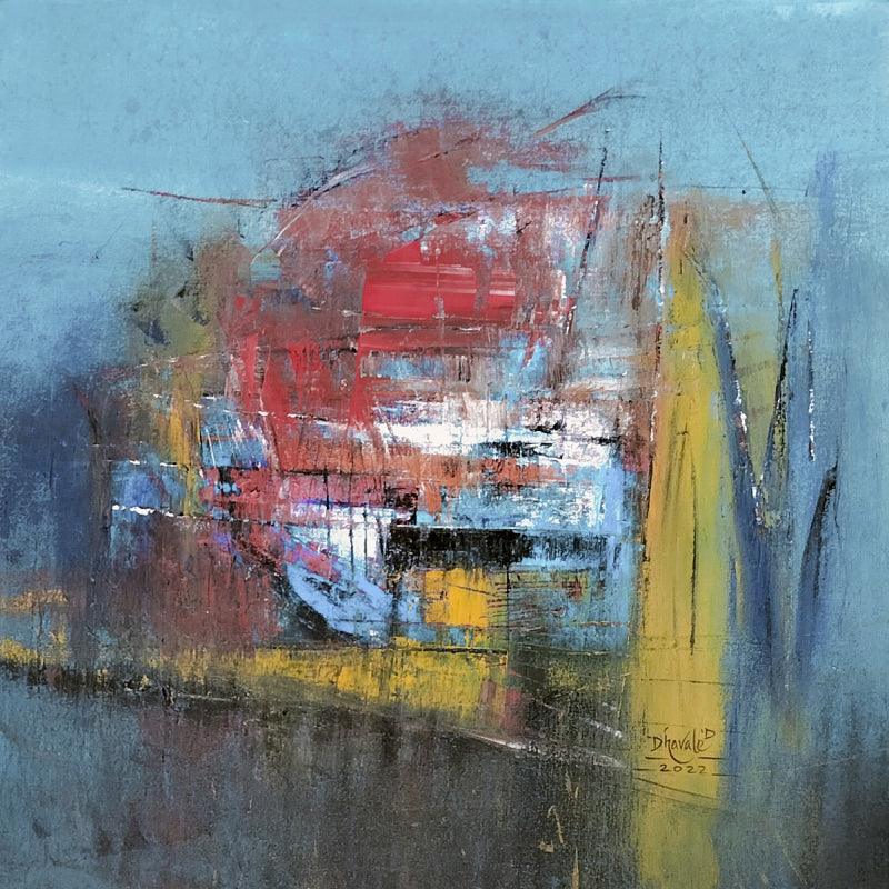 Abstract acrylic painting titled 'Untitled 1', 36x36 inches, by artist Dnyaneshwar Dhavale on Canvas