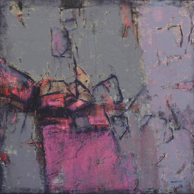 Abstract mixed media painting titled 'Untitled 1', 36x36 inches, by artist Anuja Paturkar on Canvas