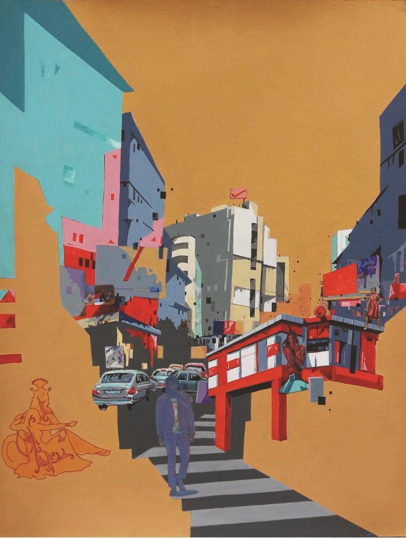 Fantasy mixed media painting titled 'Untitled 1', 42x36 inches, by artist Abhijit Paul on Canvas